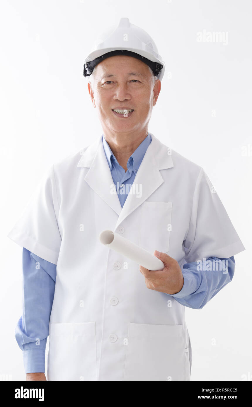 Asian senior architect smiling Stock Photo