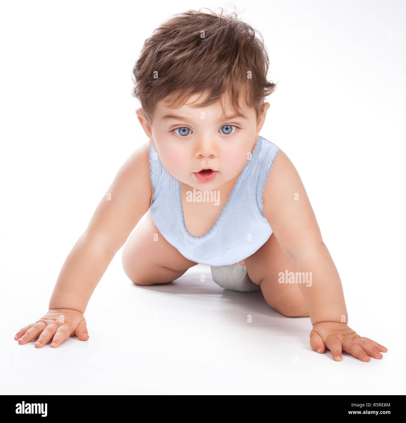 Sweet baby crawling Stock Photo Alamy