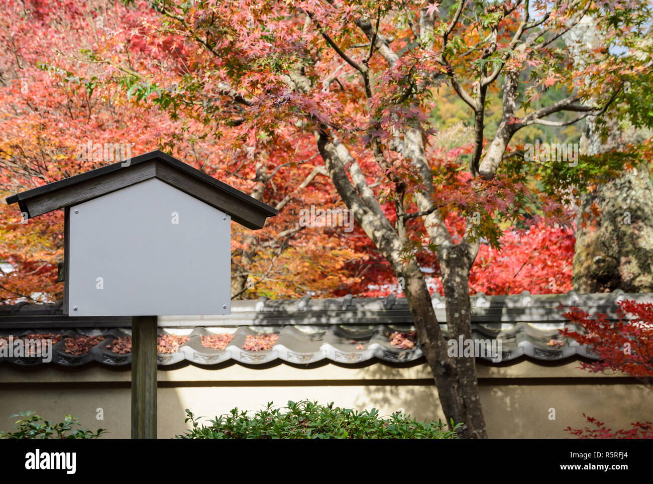 Blank wooden signage Japanese style in the garden Stock Photo - Alamy