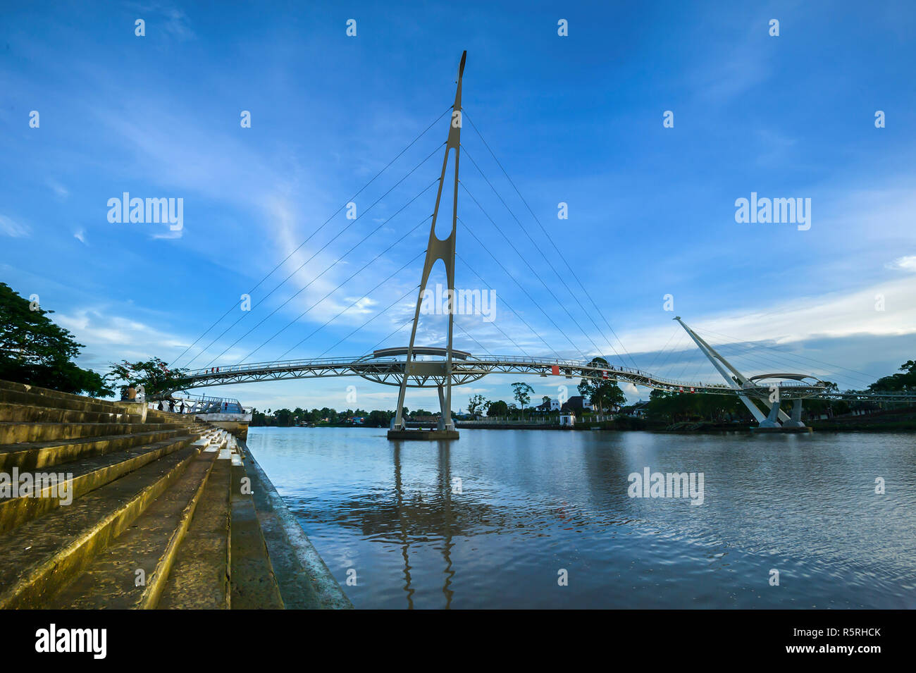 Darul Hana Bridge at Kuching City is currently popular attraction for tourist Stock Photo
