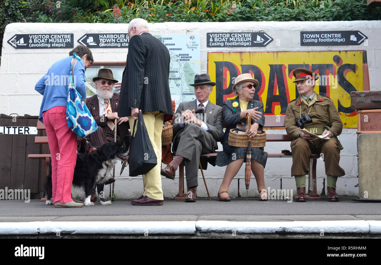 People at the 1940s Weekend on West Somerset Railway, Watchet, UK Stock Photo