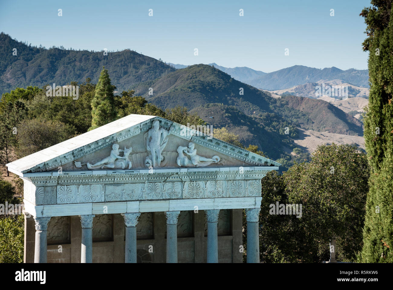 A Roman temple overlooking the Neptune Pool at Hearst Castle, California, USA Stock Photo