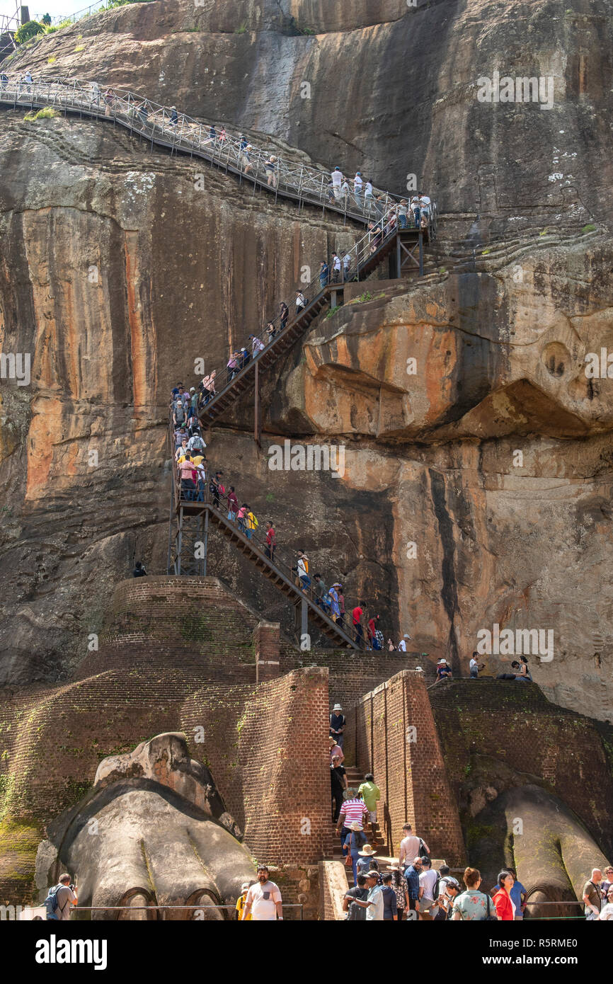 Lion's Staircase on Lion Rock, Sigiriya, Sri Lanka Stock Photo