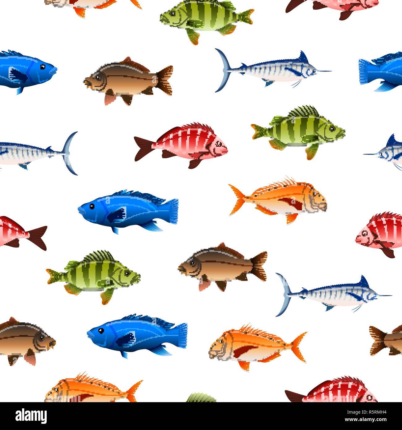 Various Australian fish seamless pattern Stock Vector