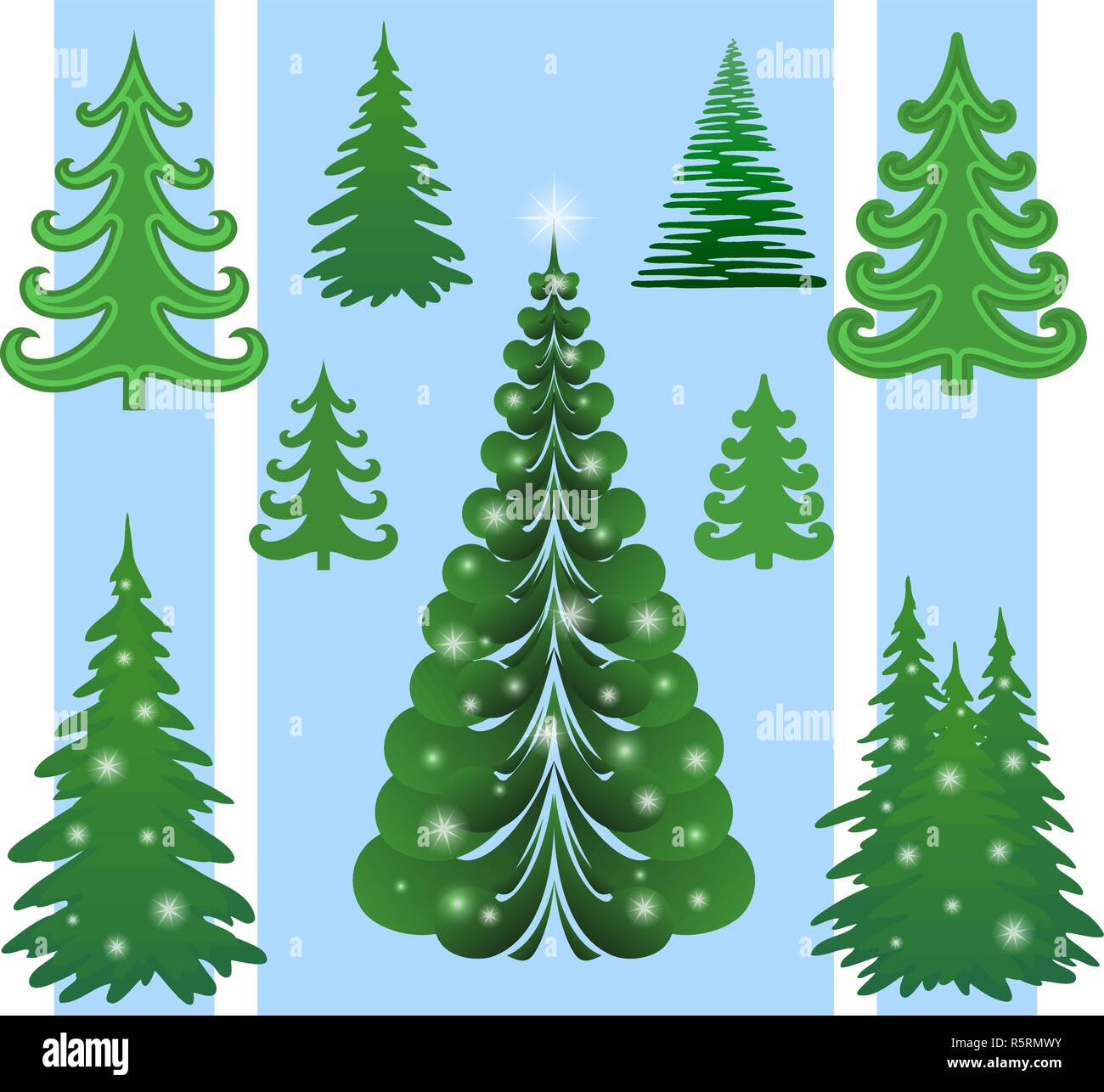 Christmas Trees, Set Stock Vector Image & Art - Alamy