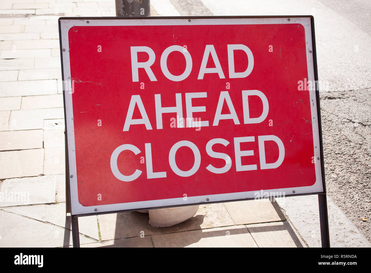 Sign road ahead closed Stock Photo Alamy