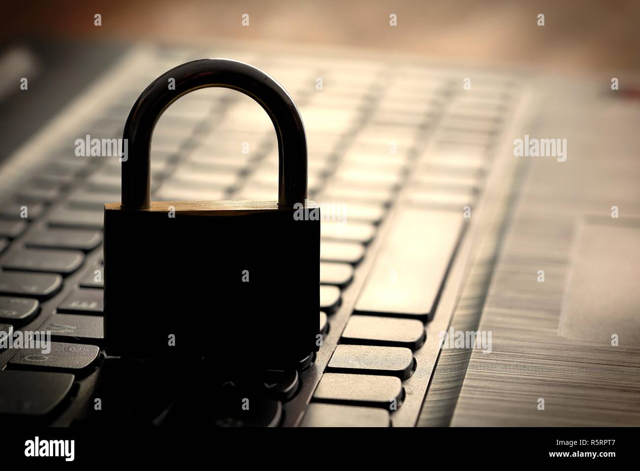 computer keyboard and padlock as a symbol of internet security Stock Photo