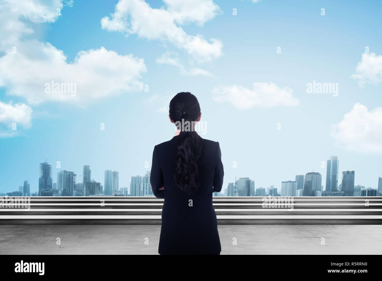 Back view of asian business woman Stock Photo - Alamy