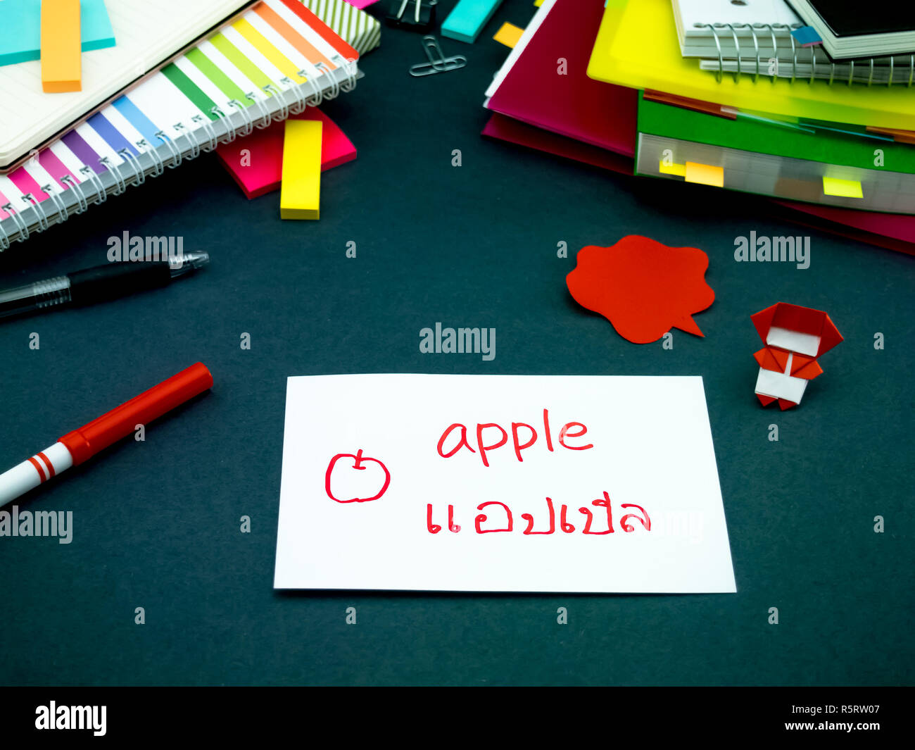 Learning New Language Making Original Flash Cards  Thai Stock Photo