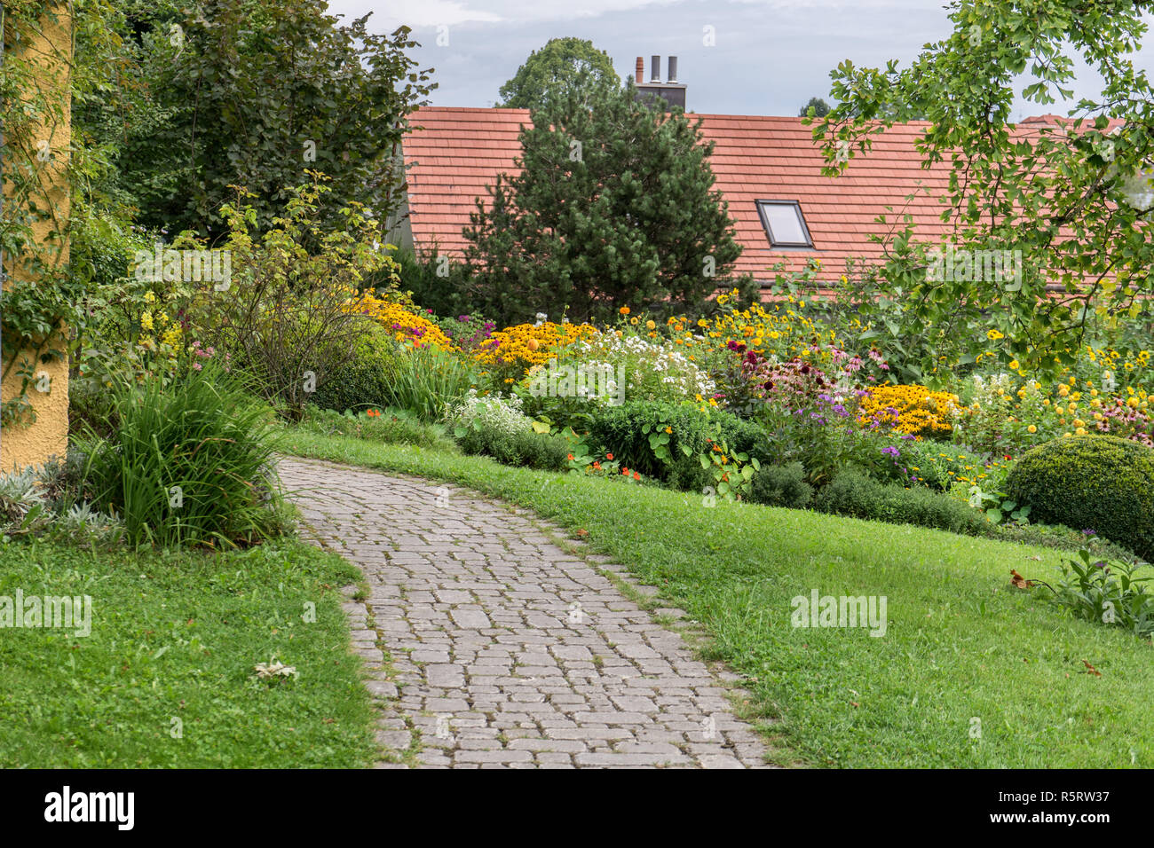 Garden of the Gabriele MÃ¼nter House in Murnau Bavaria, Germany Stock Photo