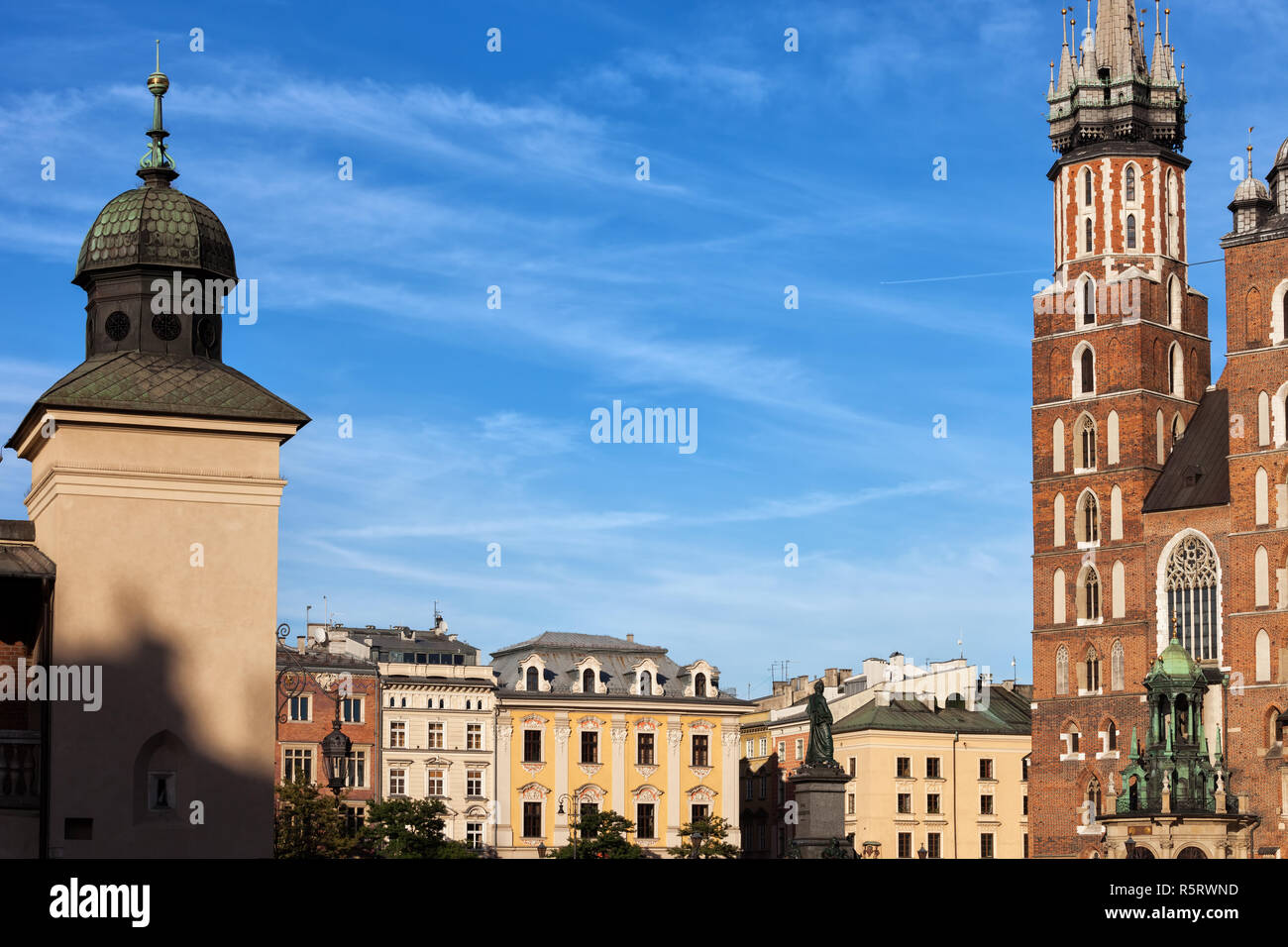 Old Town of Krakow city in Poland, historic architecture with copy ...