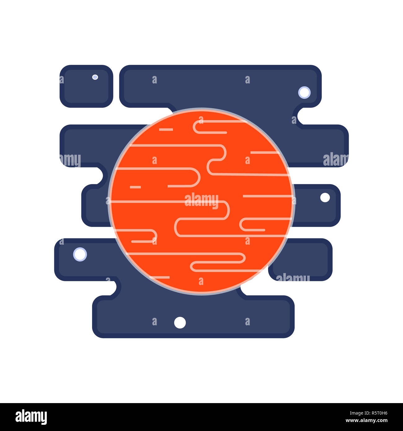 Red planet Mars icon in the space with stars. Vector flat illustration ...