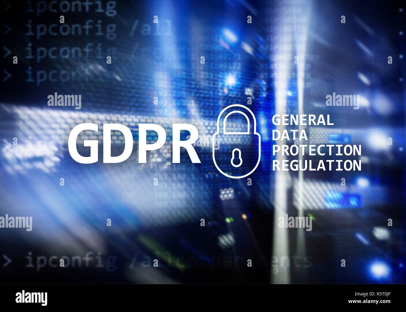 GDPR, General data protection regulation compliance. Server room ...