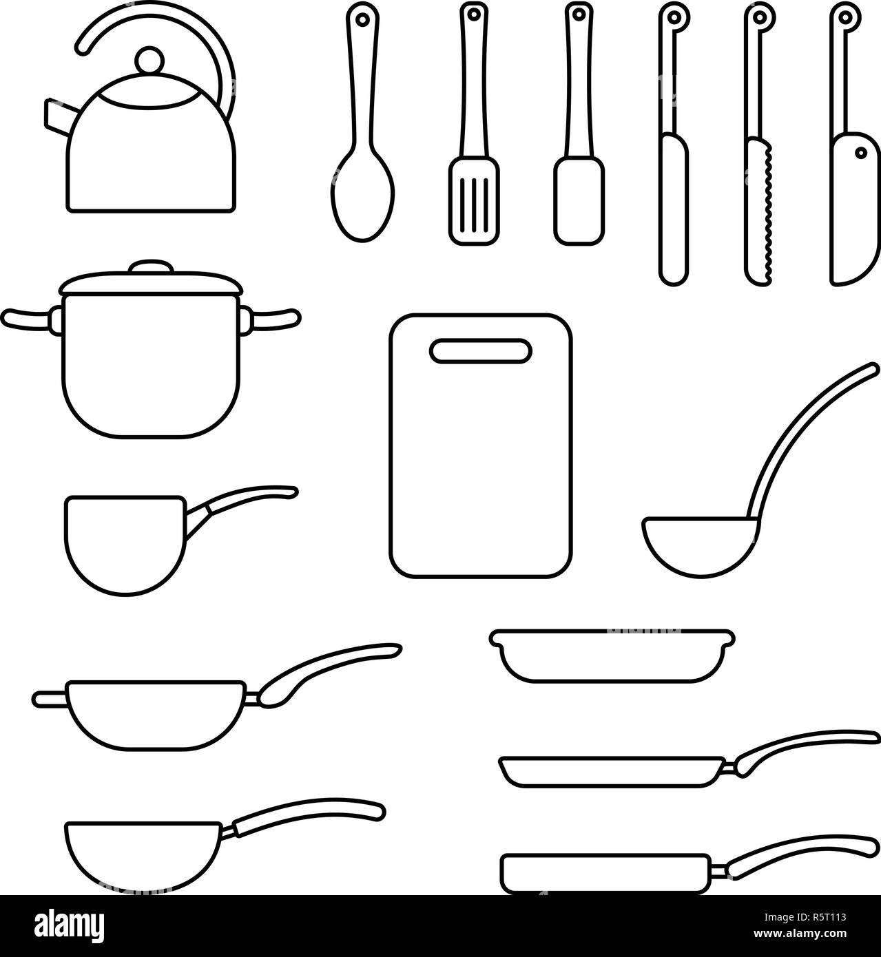 Cookware pan set Black and White Stock Photos & Images Alamy