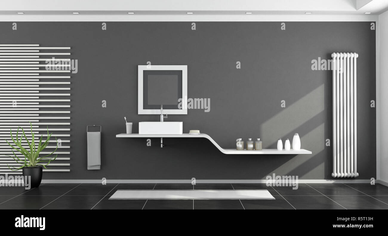 Modern black and white bathroom Stock Photo