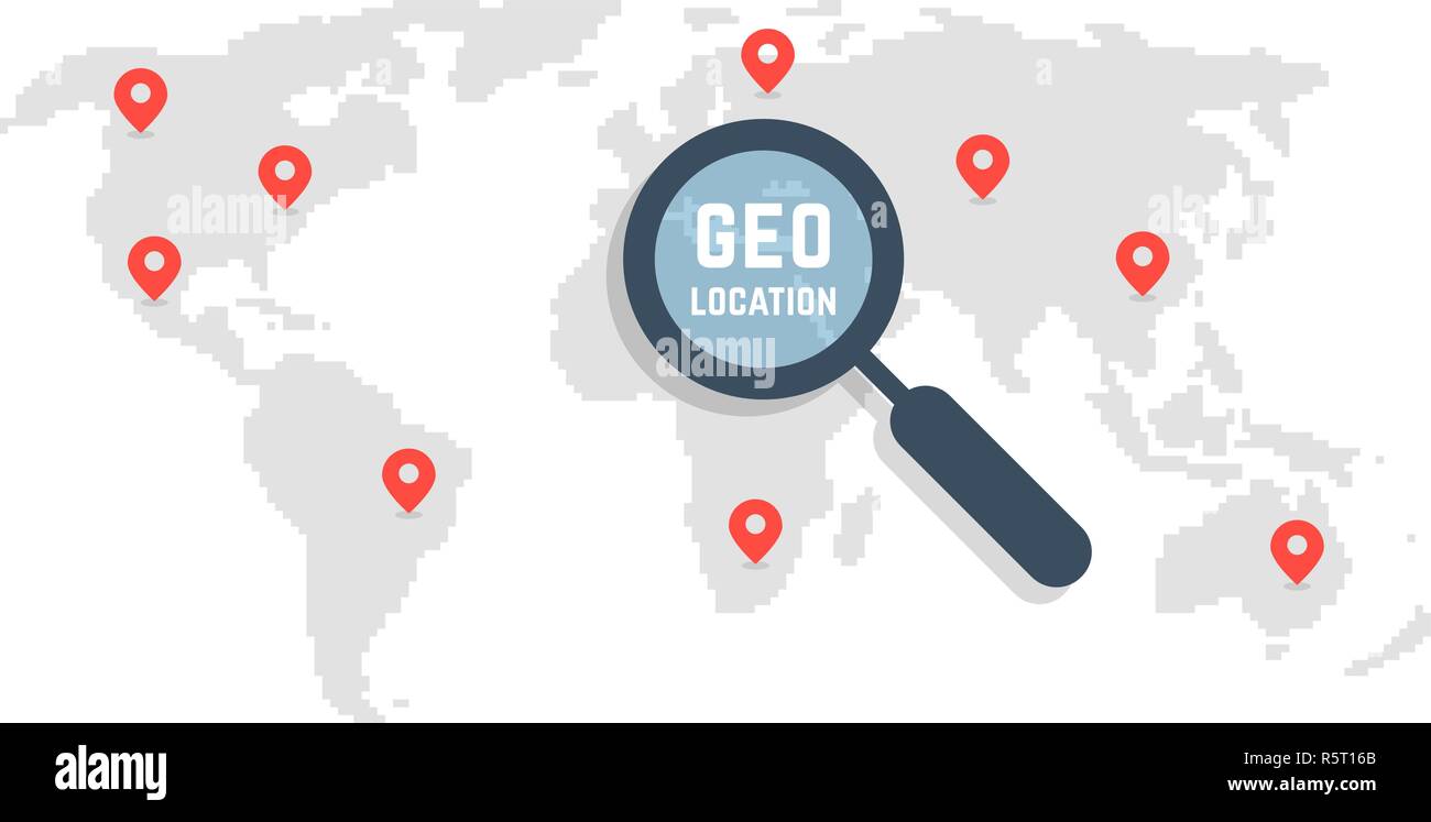 pixel art world map like geo location Stock Vector