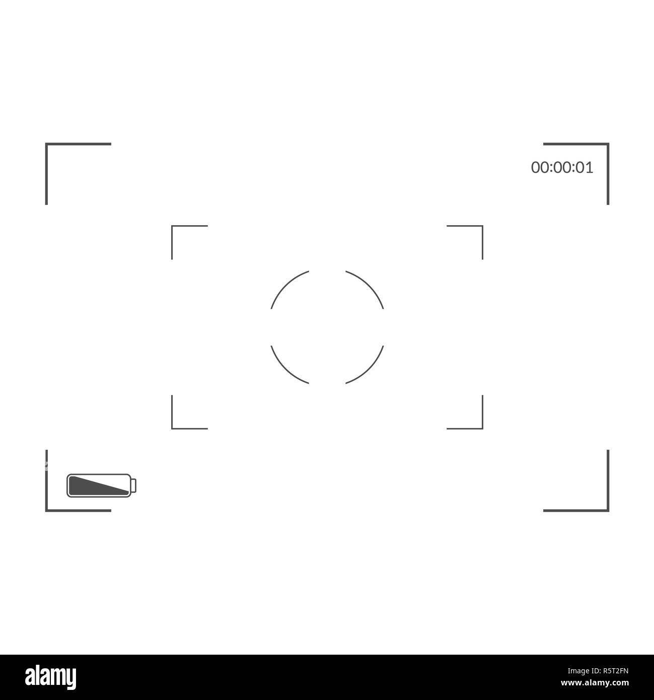White and black viewfinder camera recording. Modern camera focusing
