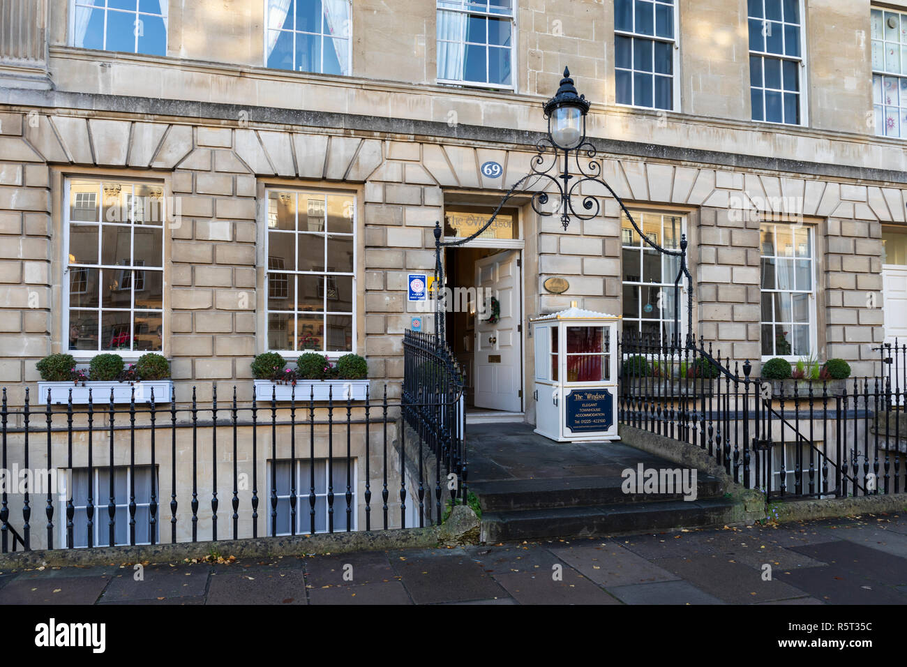 The Windsor Townhouse, Great Pulteney Street, Bath, England Stock Photo