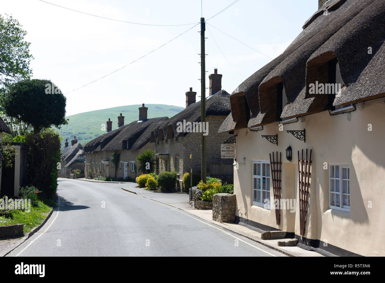 Thatched cottages, Main Road, West Lulworth, Dorset, England, United Kingdom Stock Photo