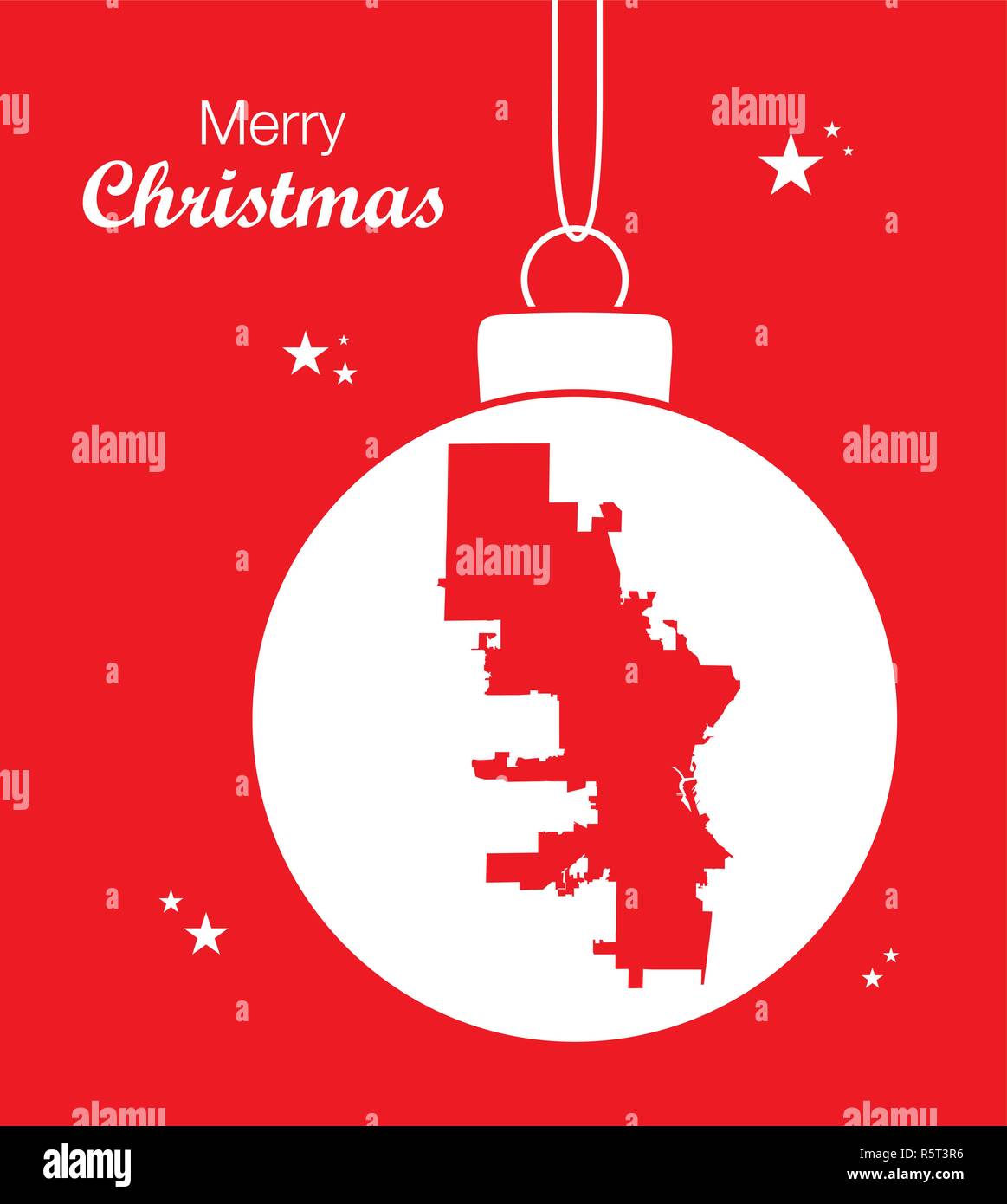 Merry Christmas illustration theme with map of Milwaukee Wisconsin Stock Vector