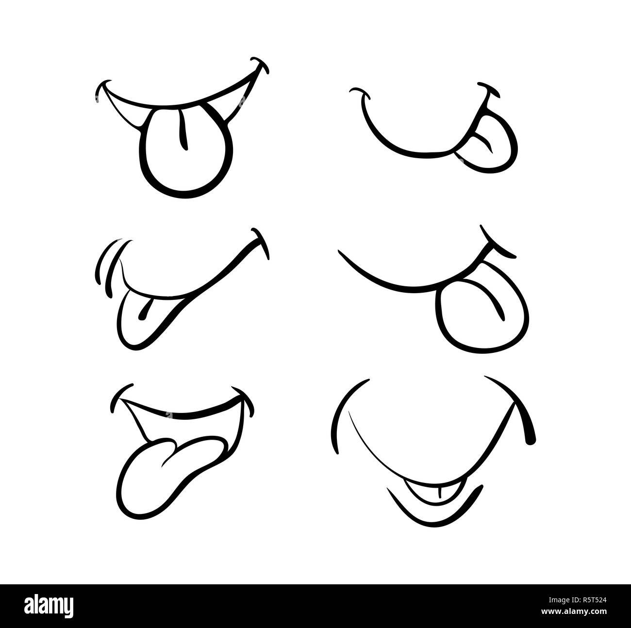 cartoon mouth with tongue set vector symbol icon design. Beautiful  illustration isolated on white background Stock Photo - Alamy