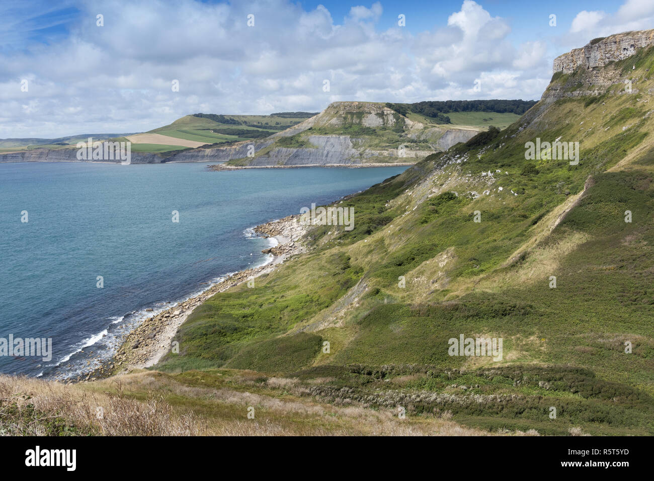 View over Emmetts Hill and Chapman's Pool on the Jurassic Coast, Isle of Purbeck, Dorset, England, UK Stock Photo