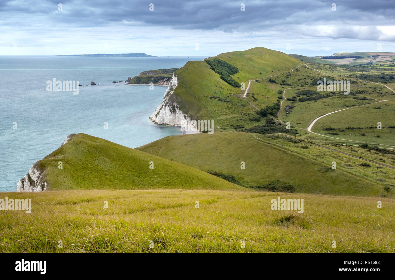 View from Flower's Barrow across the Lulworth camp military firing ...