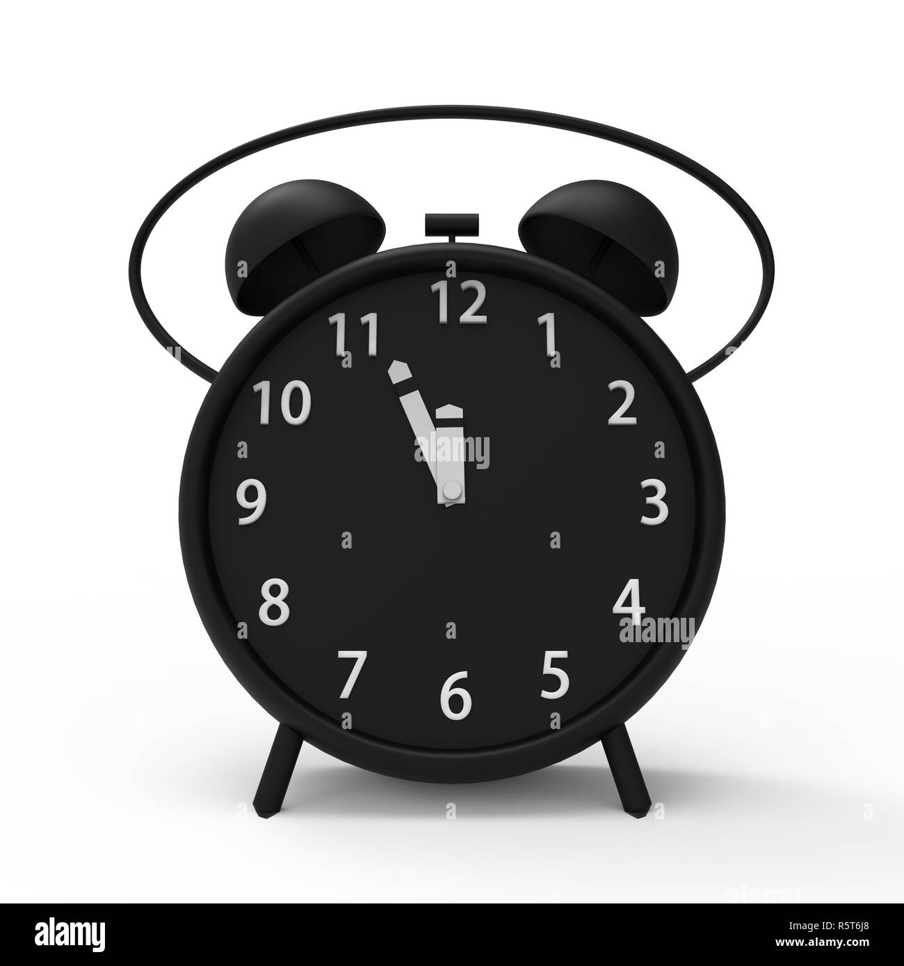 3d rendering of alarm clock with little minutes to twelve o'clock Stock Photo