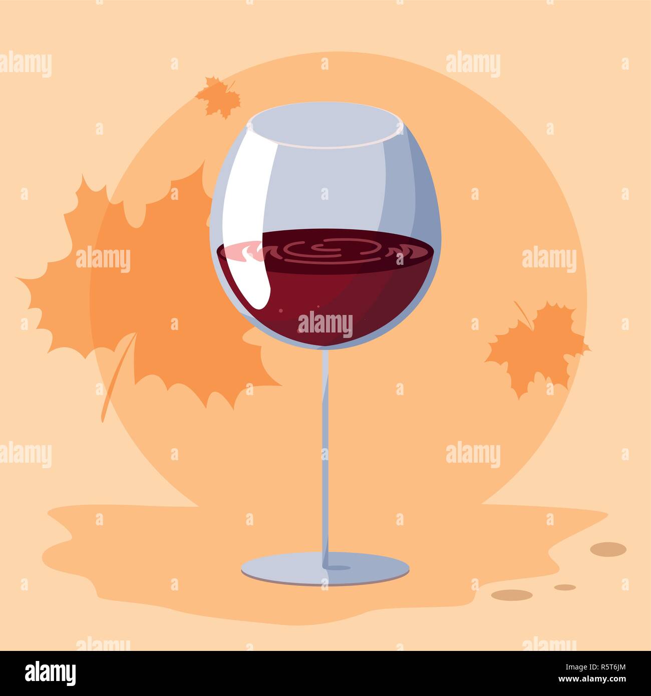 Wine glass icon over orange background, vector illustration Stock ...