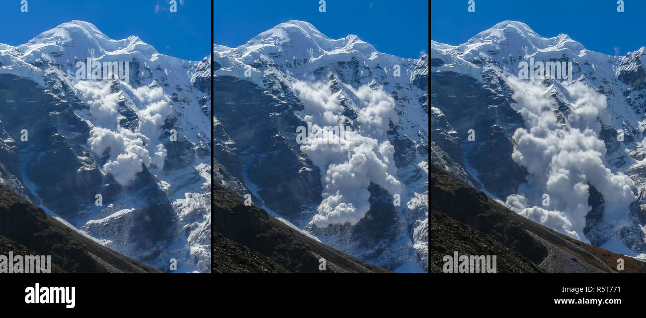 ice avalanche in the himalayas Stock Photo