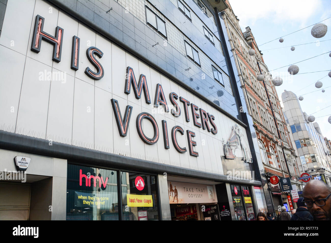His Masters Voice (HMV) flagship record store, 363 Oxford Street, London, UK Stock Photo