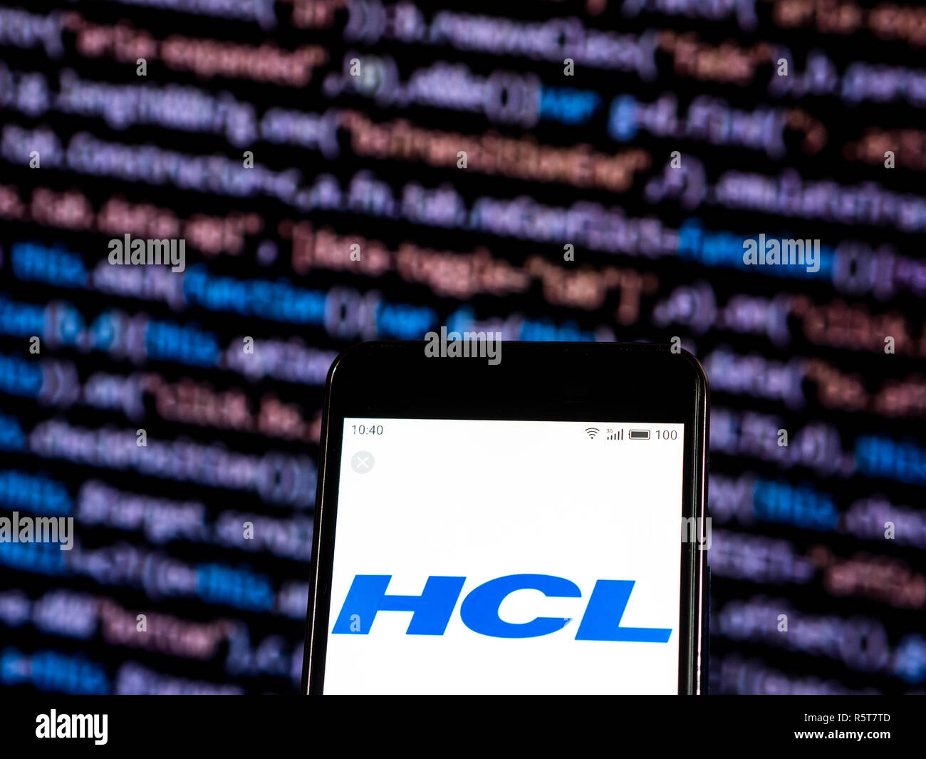 HCL Technologies Software company logo seen displayed on smart phone. Stock Photo