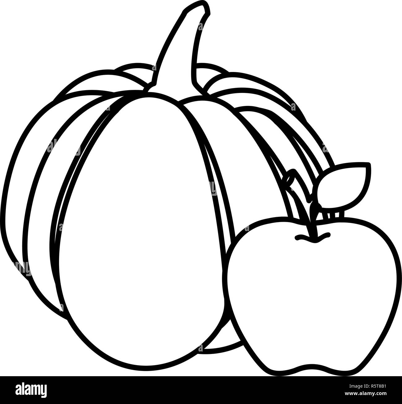 apple and pumpkin icon over white background, vector illustration Stock ...