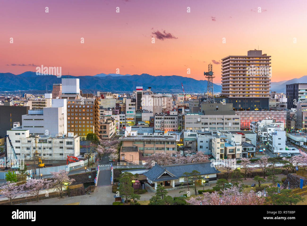 Kofu, Yamanashi, Japan downtown cityscape at dusk. Stock Photo