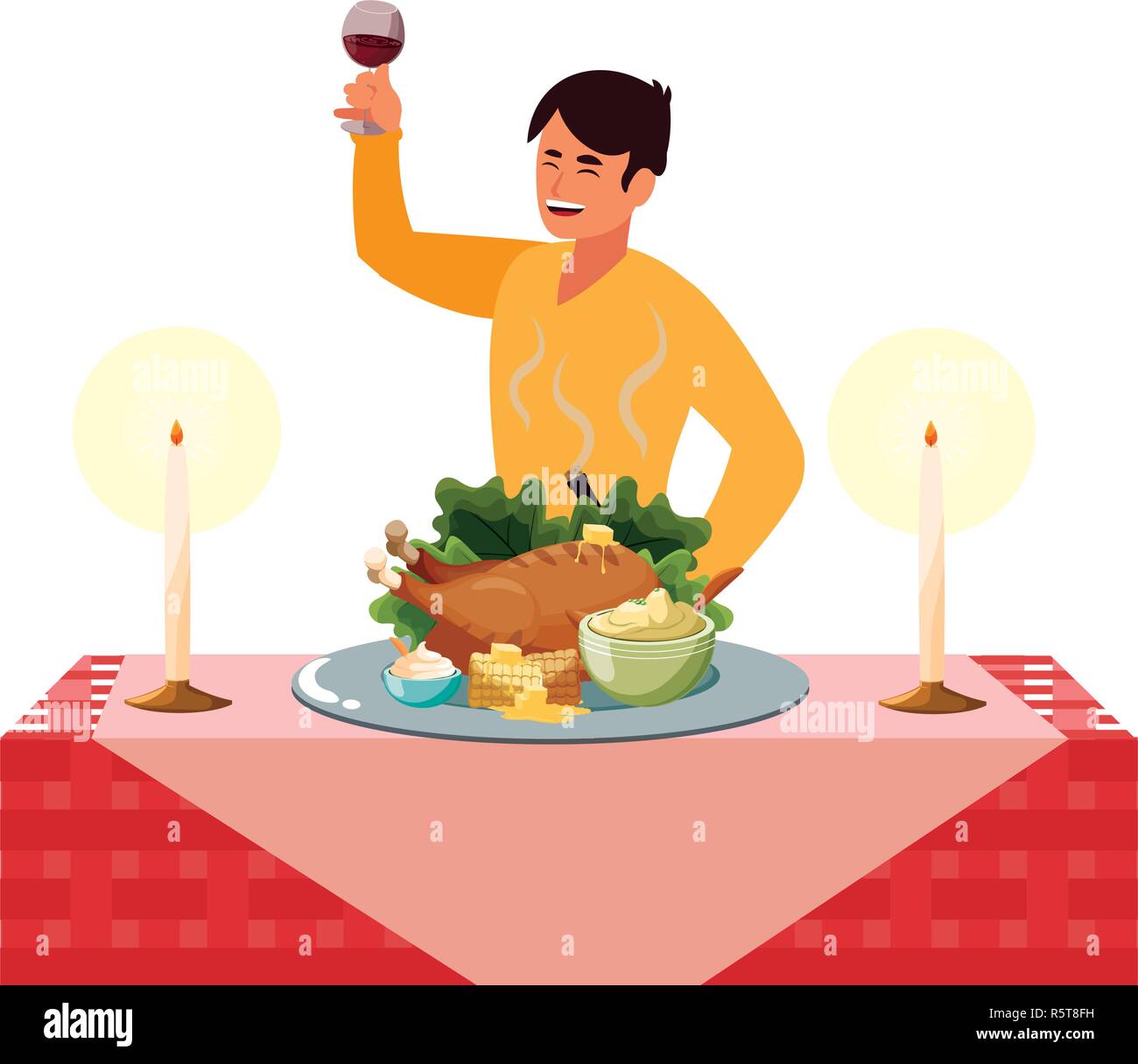 Thanksgiving Dinner Design With Cartoon Man Next To A Table With Roasted Chicken And Food Over White Background Vector Illustration Stock Vector Image Art Alamy Thanksgiving Dinner Design With Cartoon Man Next To A Table With Roasted Chicken And Food Over White Background Vector Illustration Stock Vector Image Art Alamy