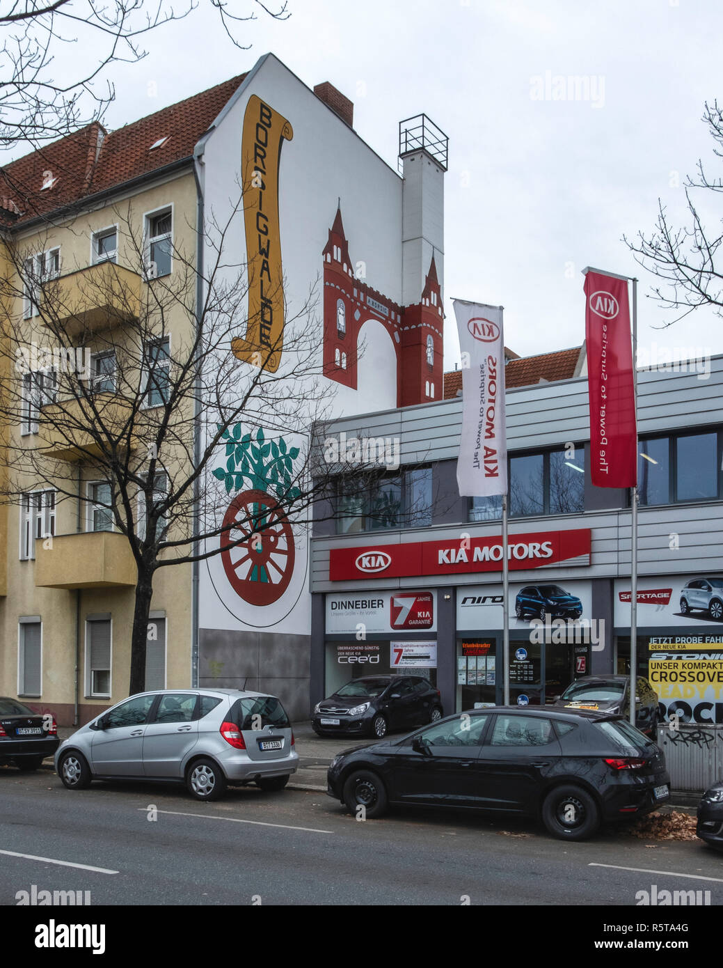 Berlin,Reinickendorf. Street view. KIA Car dealership and Borsigwalde