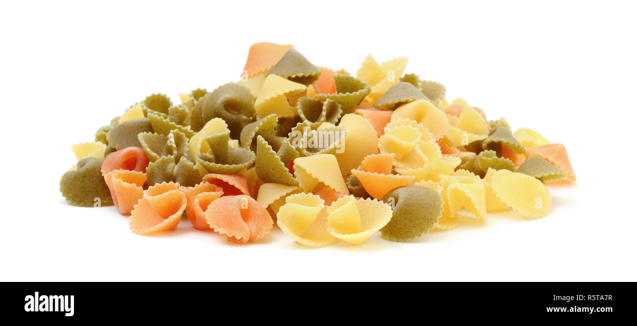 Multicolored pasta shells isolated on white background Stock Photo