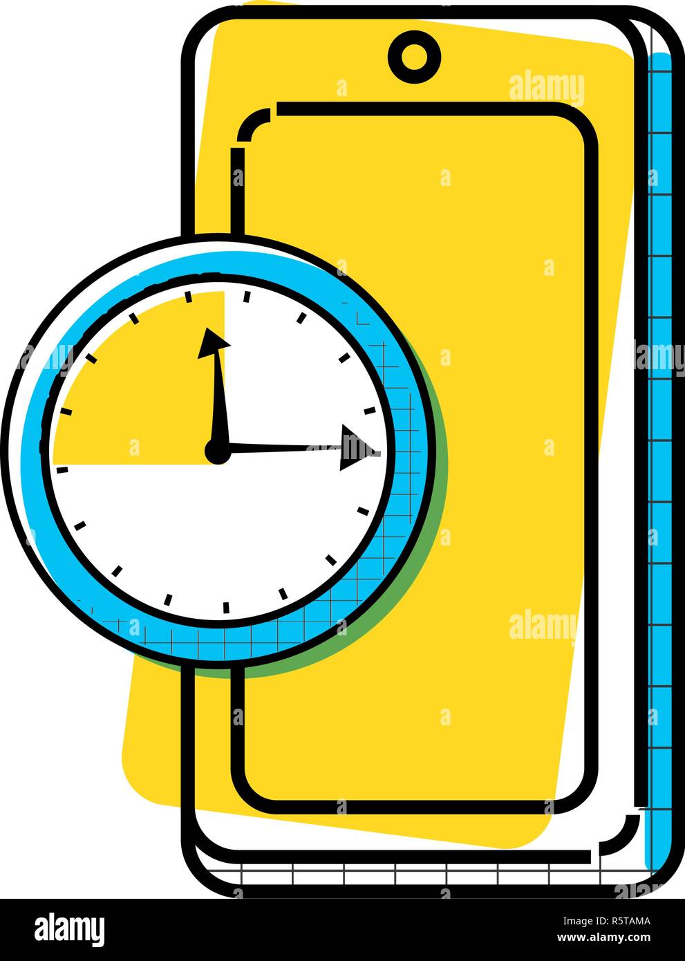 smartphone device with clock time vector illustration design Stock ...