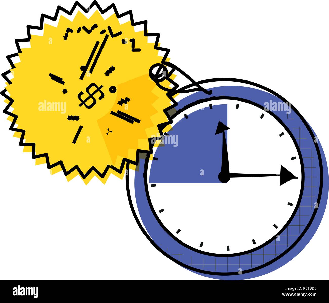 clock time with commercial tag hanging vector illustration design Stock