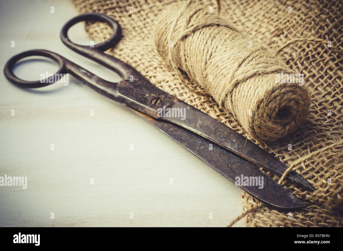 packing rope, scissors Stock Photo - Alamy