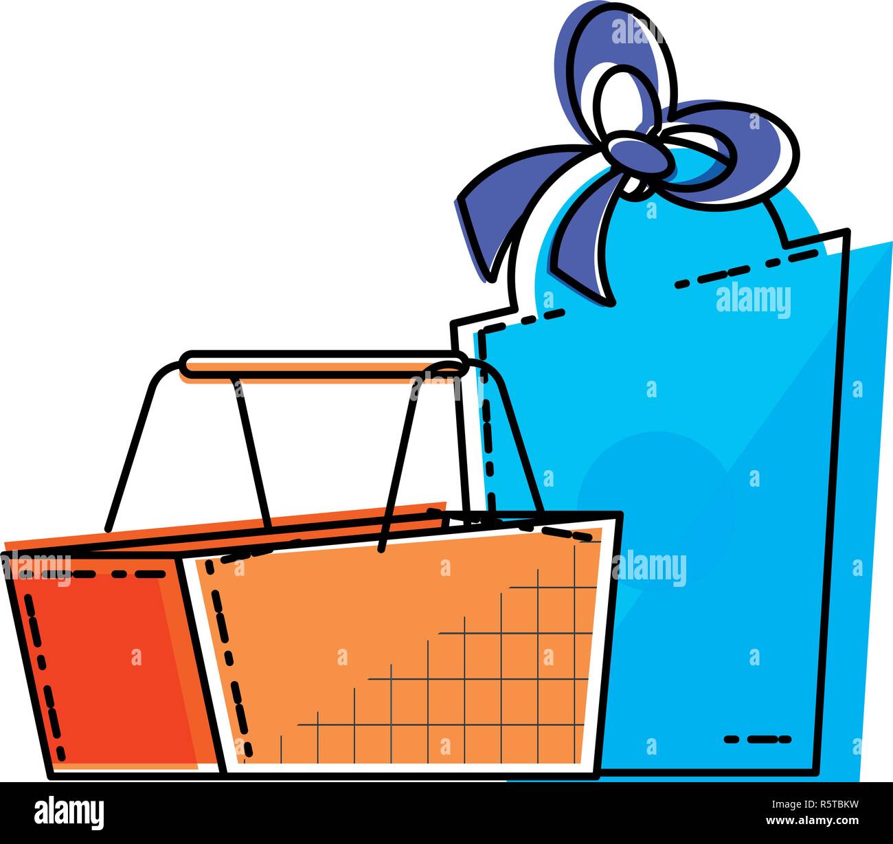 shopping basket with commercial tag vector illustration design Stock ...