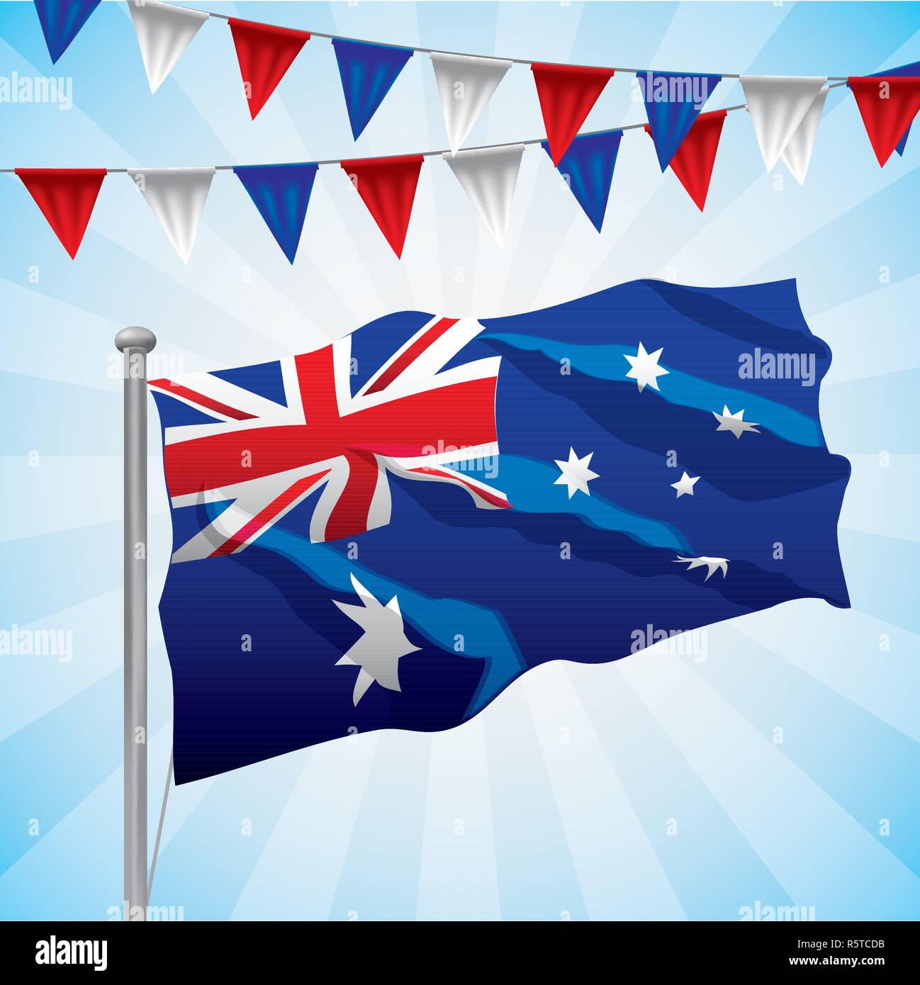 Australia day celebration flag pennants degrade background vector ...