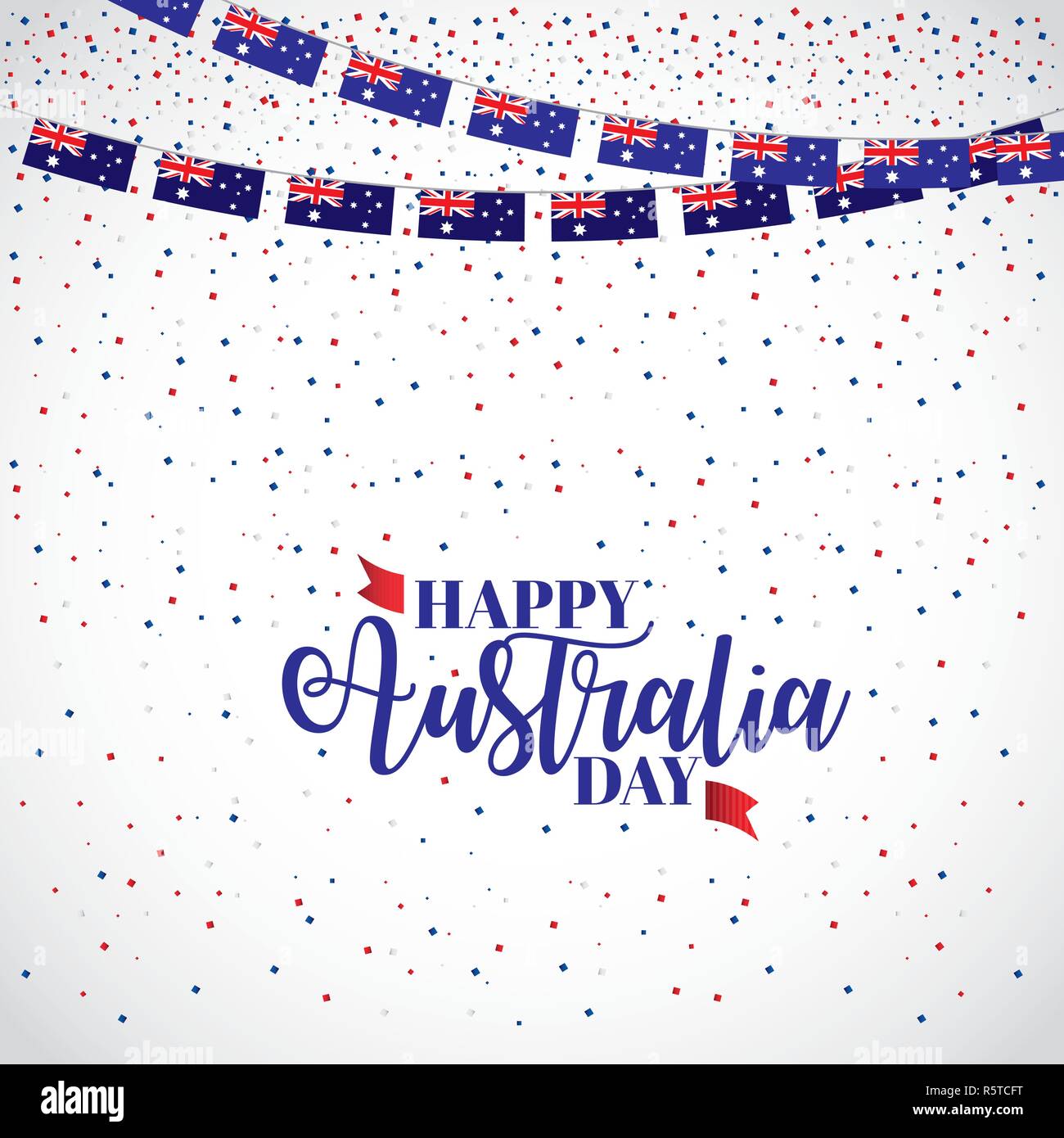 happy australia day pennants confetti decoration celebrate vector ...