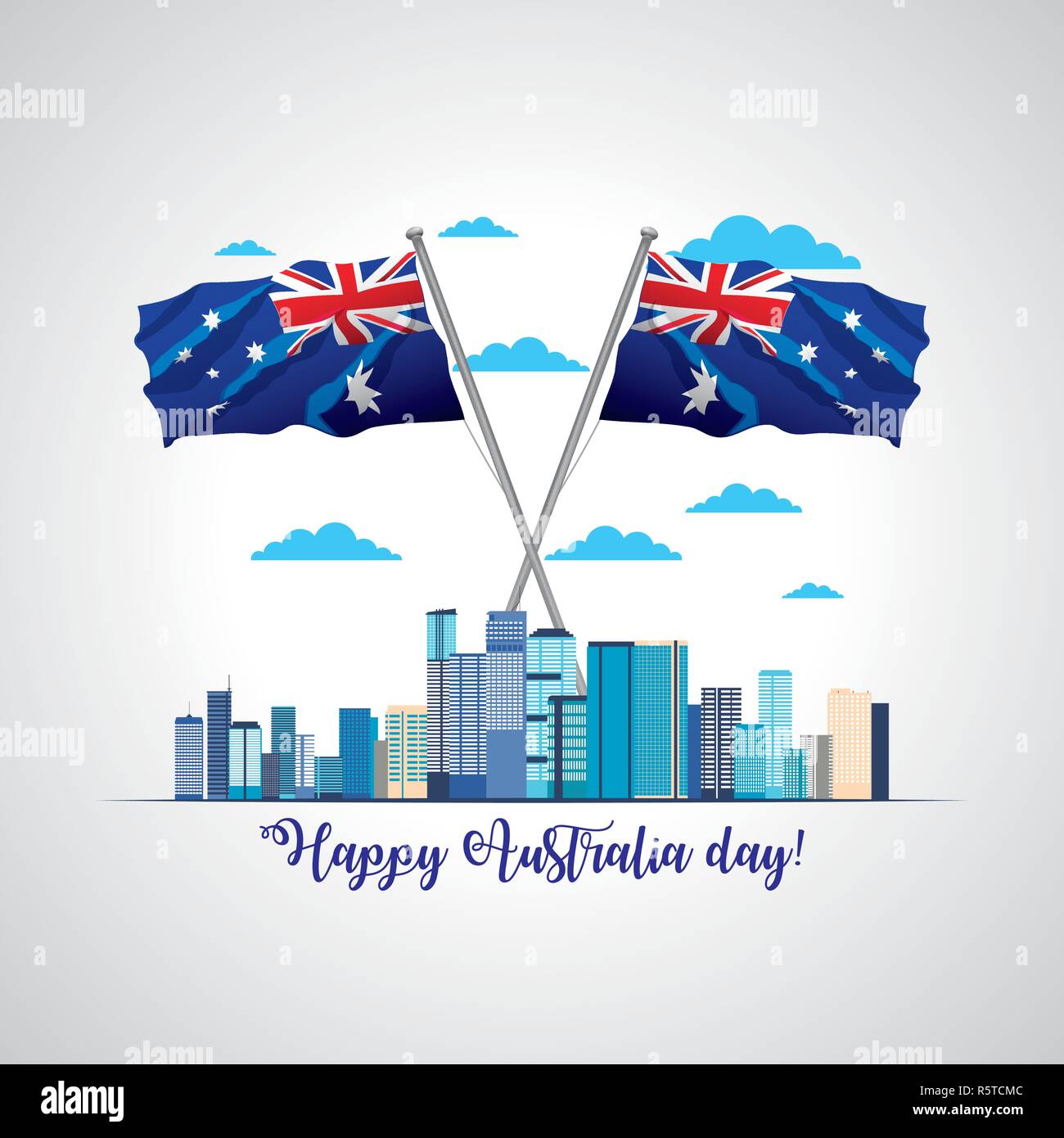 happy australia day brisbane flags vector illustration Stock Vector