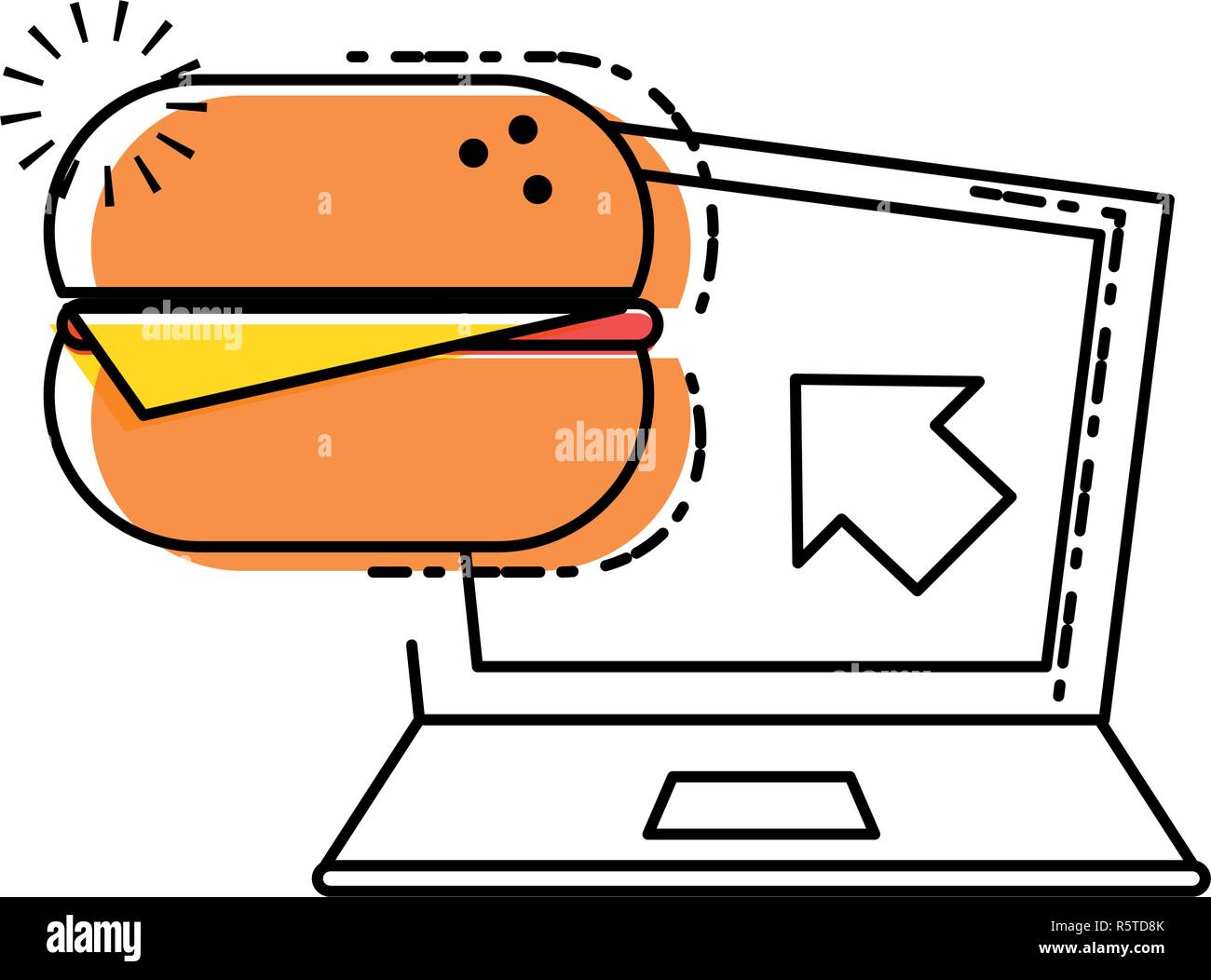laptop with hamburger fast food vector illustration design Stock Vector ...