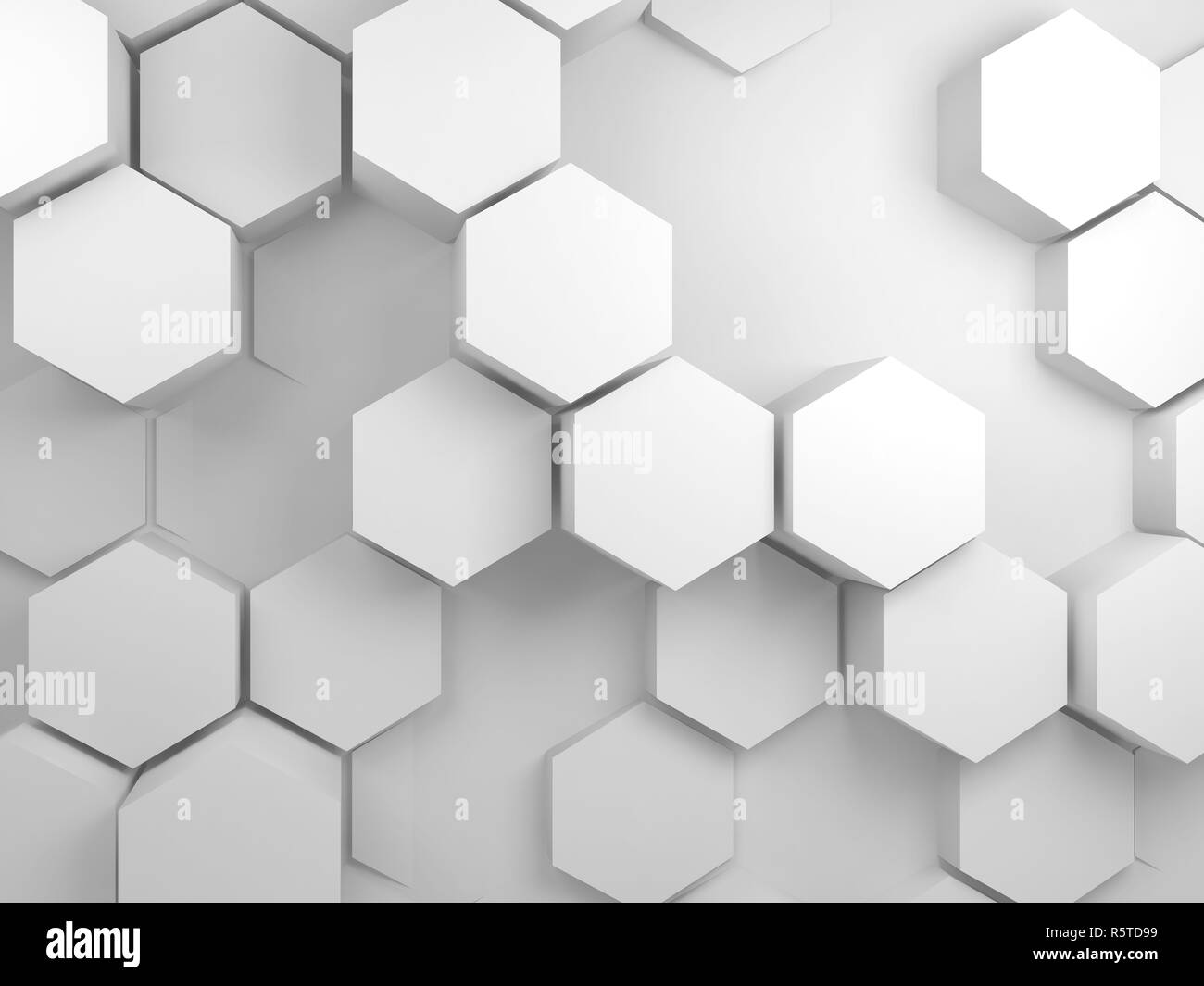 Abstract empty white interior background with hexagon pattern on front ...