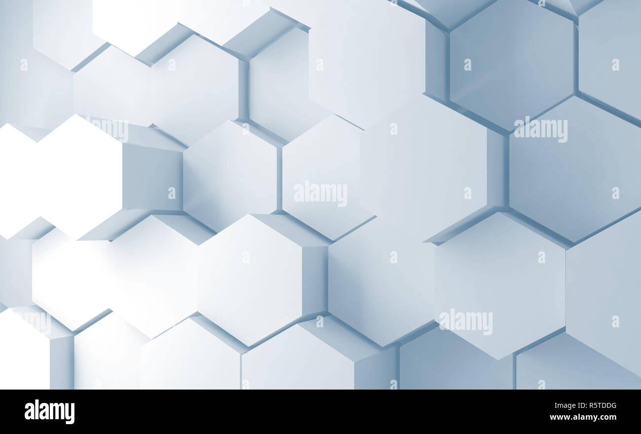 Abstract digital background with extruded hexagons pattern on wall, 3d ...