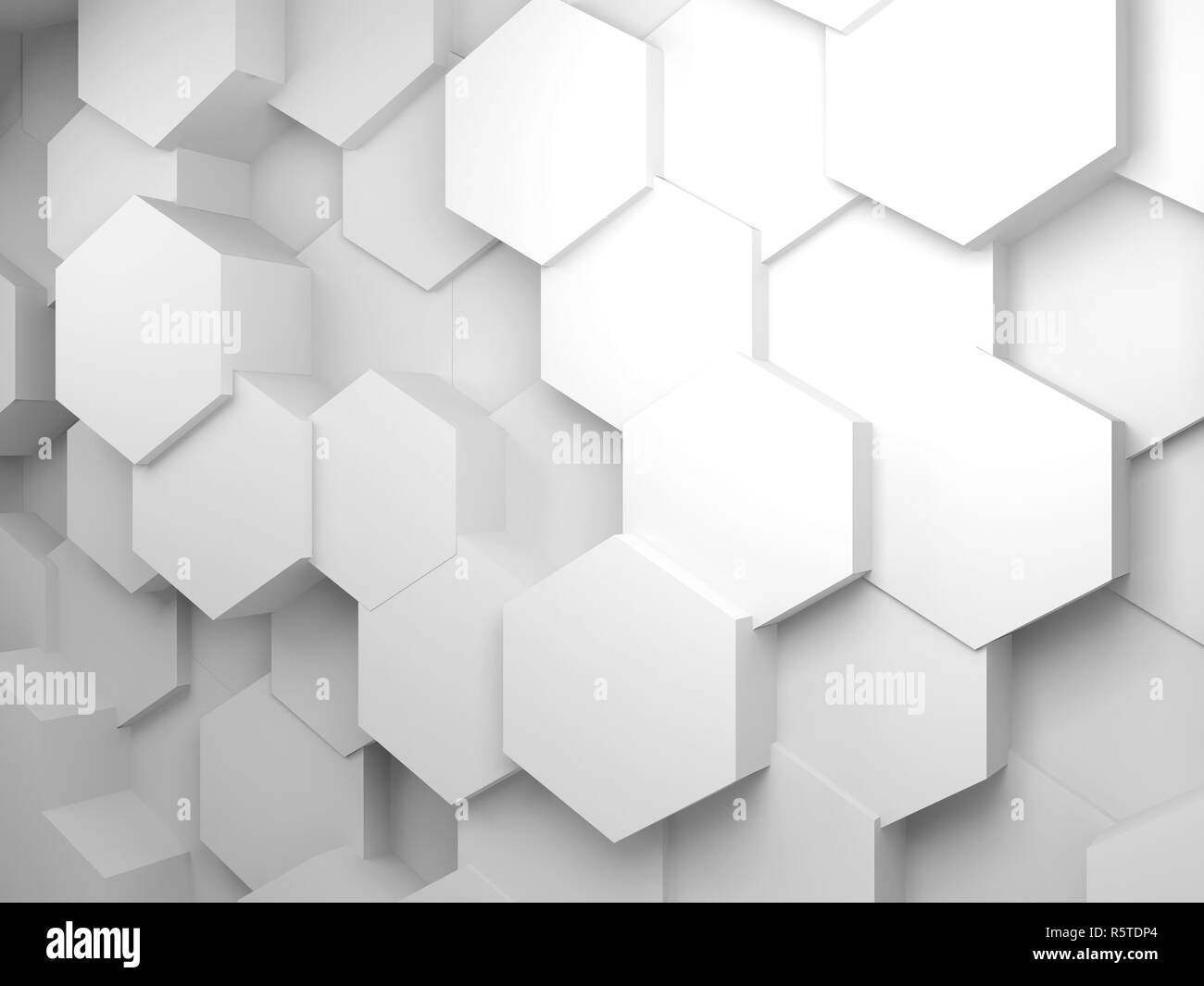 Abstract blank white interior background with hexagon pattern on wall ...