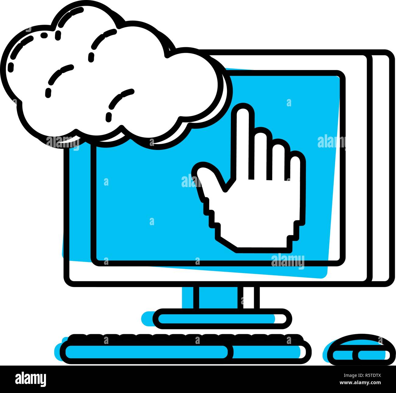 desktop computer with cloud computing vector illustration design Stock ...