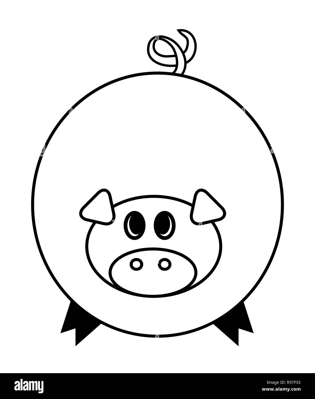 raccoon face clipart black and white pig